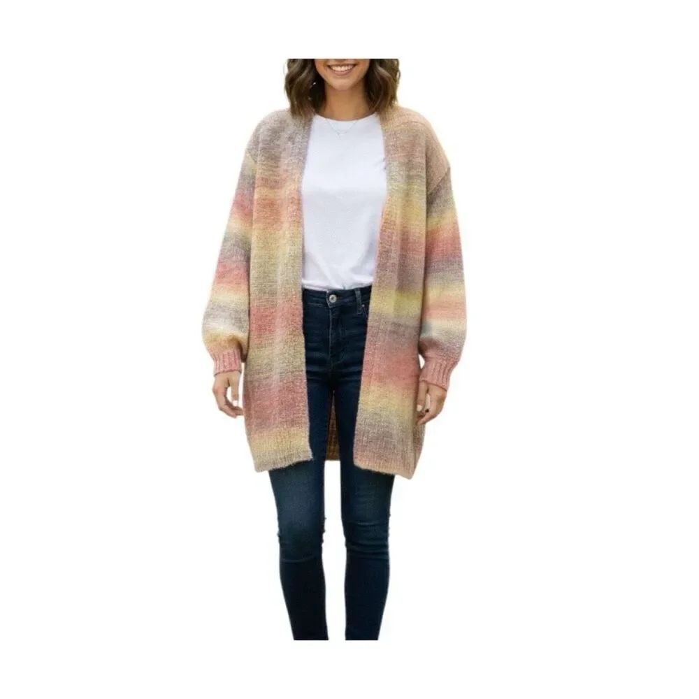 Grace + Karma size 2X/3X muted striped open cardigan